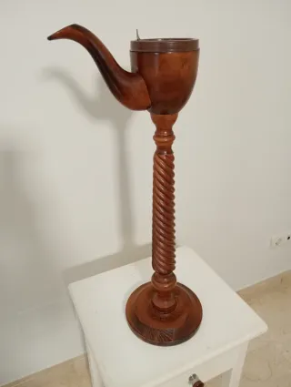 Cenicero pipa madera maciza antiguo