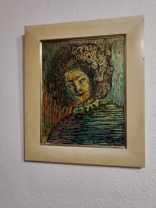 Cuadro decorativo mujer. Estilo pirograbado.