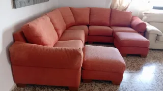 Tresillo rinconera tapizado granate