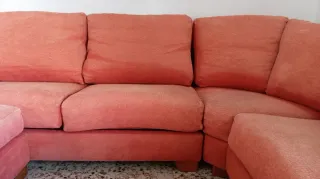 Tresillo rinconera tapizado granate