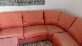 Tresillo rinconera tapizado granate