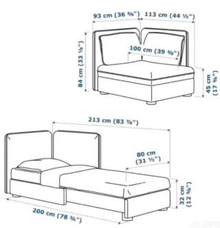 Sofá Cama IKEA Vallentuna Gris