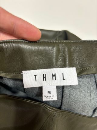 Gonna effetto pelle verde oliva