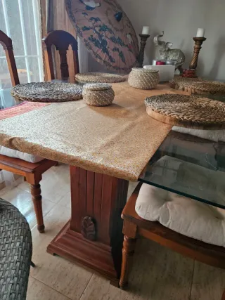 Mesa de salón cristal y madera