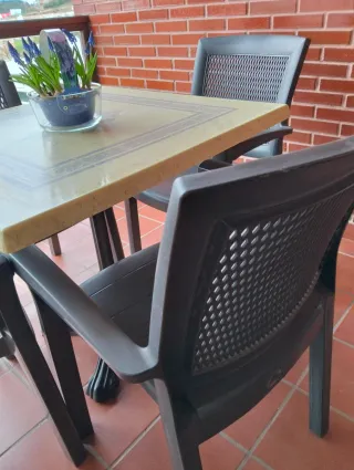 4 Sillas de Jardín/Terraza Negras