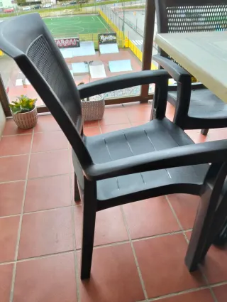 4 Sillas de Jardín/Terraza Negras