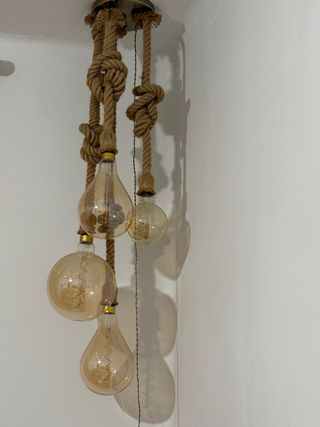 Lámpara Techo Cuerda Cáñamo Industrial