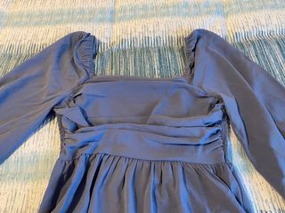 Blusa azul manga larga mujer