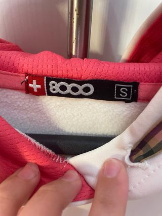 Sudadera +8000 Blanca y Rosa Talla S