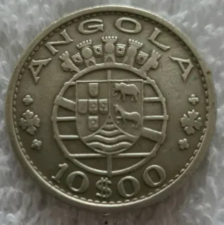 ANGOLA 10 ESCUDOS 1955 ARGENTO PORTOGALLO
