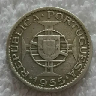 ANGOLA 10 ESCUDOS 1955 ARGENTO PORTOGALLO