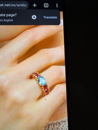 Anillo Rabat Oro Rosa con Piedras Azul y Rosa