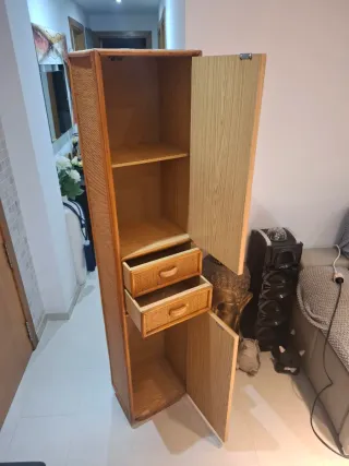 Mueble alto almacenaje mimbre bambú 170x38x28cm