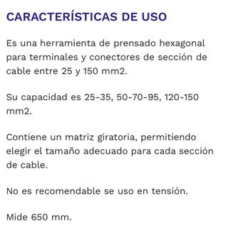 Prensa terminales 25-150