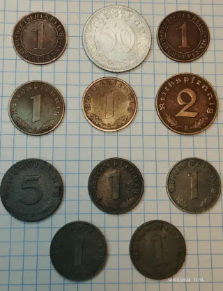 11 Monedas Segunda Guerra Mundial 1934-1944