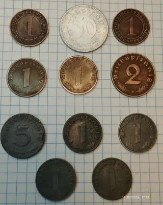 11 Monedas Segunda Guerra Mundial 1934-1944