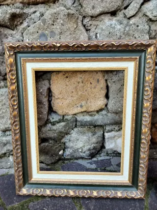 Coppia Cornici Legno Oro e Verde