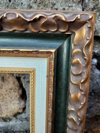 Coppia Cornici Legno Oro e Verde