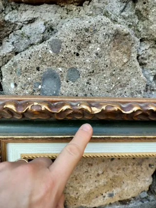 Coppia Cornici Legno Oro e Verde