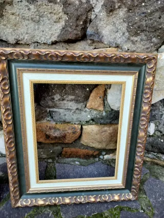 Coppia Cornici Legno Oro e Verde