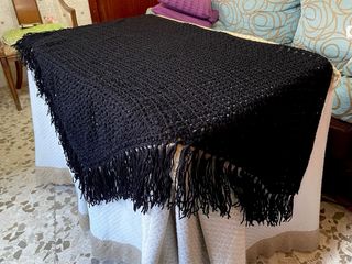 Chal toca toquilla ganchillo negro manton a mano