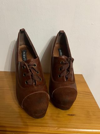 Zapatos Oxford Tacón Marrón