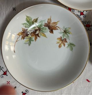 Conjunto Platos Vintage Santa Clara Hojas Doradas