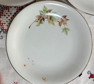 Conjunto Platos Vintage Santa Clara Hojas Doradas