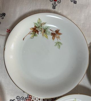 Conjunto Platos Vintage Santa Clara Hojas Doradas