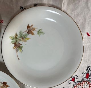 Conjunto Platos Vintage Santa Clara Hojas Doradas