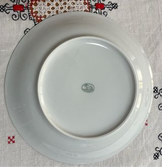 Conjunto Platos Vintage Santa Clara Hojas Doradas