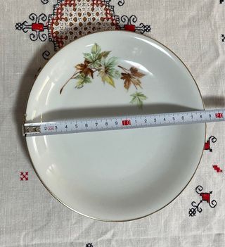 Conjunto Platos Vintage Santa Clara Hojas Doradas