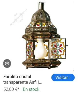 Lámpara Árabe Cristal Colgante