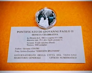 Moneta 500 lire Pontificato Giovanni Paolo II