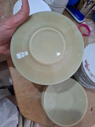 Platos de taza café florales y verdes.