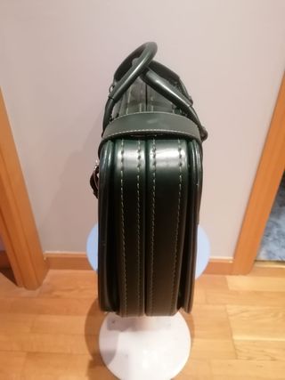 Maleta antigua cuero verde vintage