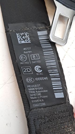 CINTURON SEGURIDAD TRASERO DERECHO PEUGEOT 308 703756