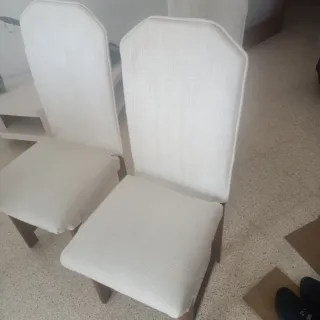 Seis Sillas de comedor/salita tela y madera