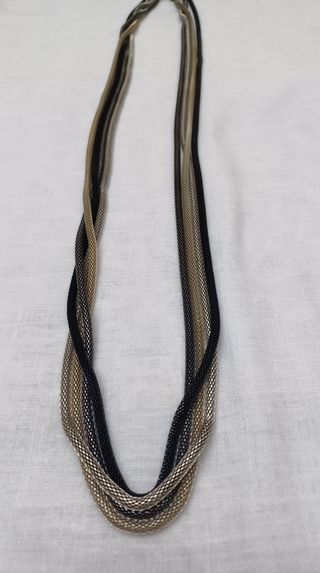 Collana multistrato argento e nero