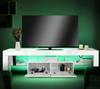 Mueble TV Blanco Alto Brillo LED