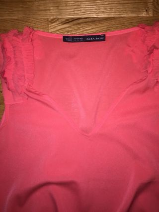 Camiseta Zara Talla S Mujer Rosa
