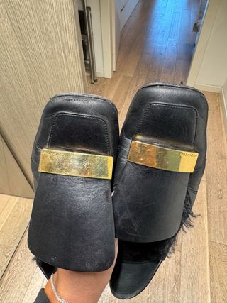 Mocassini Sergio Rossi neri con pelo