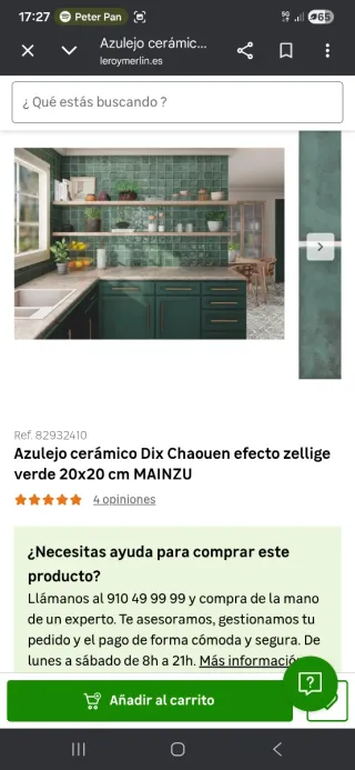 Baldosas verdes para baño y cocina