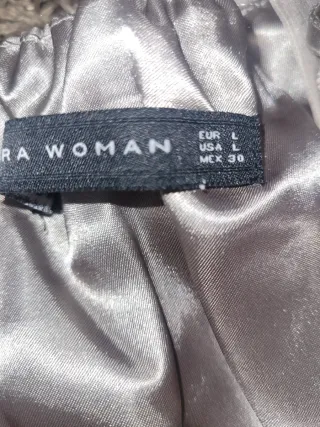 Vestido de fiesta beige y plateado