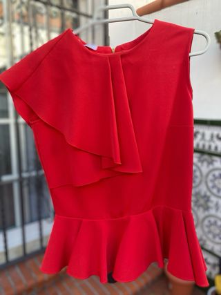 Conjunto de Falda lunares peplum y camisa