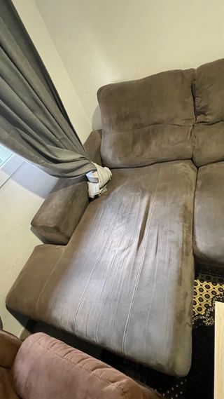 Sofá modular tela beige y marrón