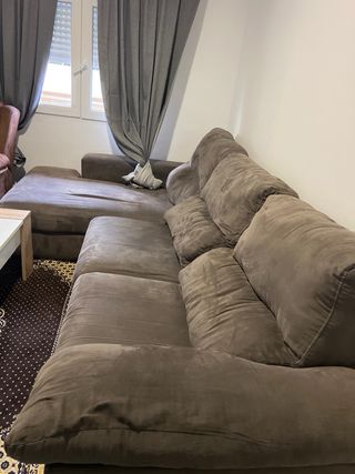 Sofá modular tela beige y marrón