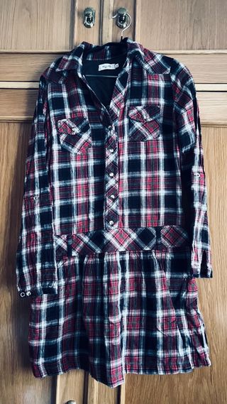 Vestido cuadros rojo y negro