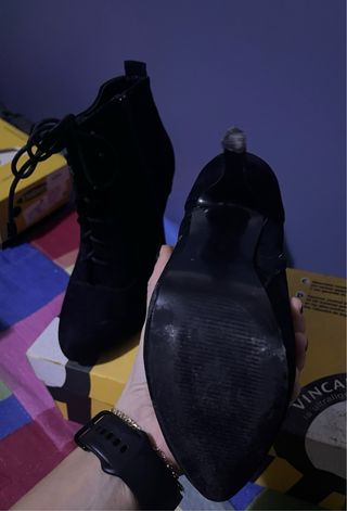 Botines tacón negro Blanco talla 38