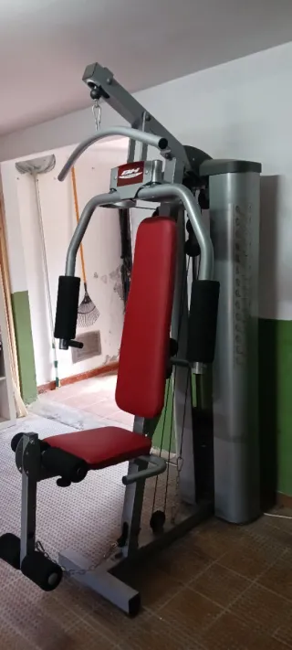 Gimnasio multifunción rojo y plateado